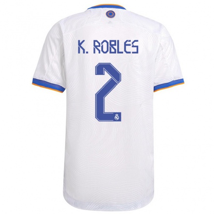 Kinder Fußball Kenti Robles #2 Weiß Heimtrikot Trikot 2021/22 T-Shirt
