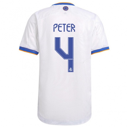 Kinder Fußball Babett Peter #4 Weiß Heimtrikot Trikot 2021/22 T-Shirt