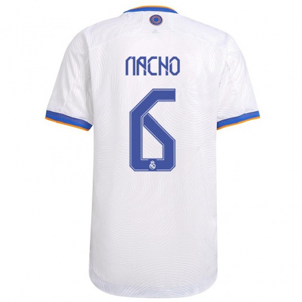 Kinder Fußball Nacho Fernandez #6 Weiß Heimtrikot Trikot 2021/22 T-Shirt
