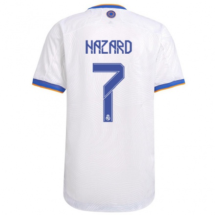Kinder Fußball Eden Hazard #7 Weiß Heimtrikot Trikot 2021/22 T-Shirt