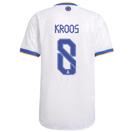 Kinder Fußball Toni Kroos #8 Weiß Heimtrikot Trikot 2021/22 T-Shirt