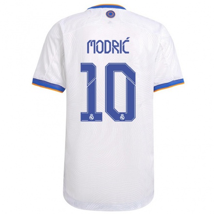 Kinder Fußball Luka Modric #10 Weiß Heimtrikot Trikot 2021/22 T-Shirt