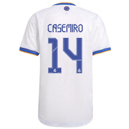 Kinder Fußball Casemiro #14 Weiß Heimtrikot Trikot 2021/22 T-Shirt