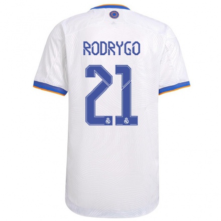 Kinder Fußball Rodrygo #21 Weiß Heimtrikot Trikot 2021/22 T-Shirt