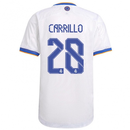 Kinder Fußball Alvaro Carrillo #28 Weiß Heimtrikot Trikot 2021/22 T-Shirt