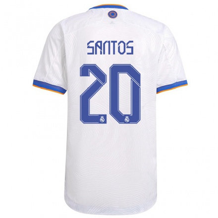 Kinder Fußball Sergio Santos #20 Weiß Heimtrikot Trikot 2021/22 T-Shirt