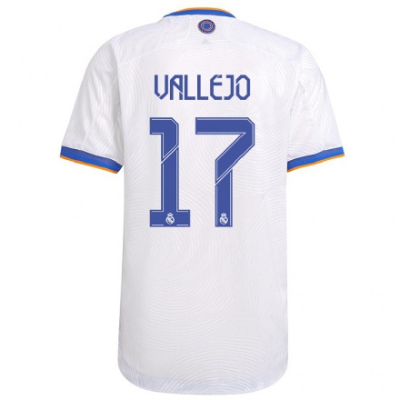 Kinder Fußball Hugo Vallejo #17 Weiß Heimtrikot Trikot 2021/22 T-Shirt