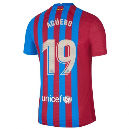 Kinder Fußball Sergio Aguero #19 Kastanienbraun Heimtrikot Trikot 2021/22 T-Shirt