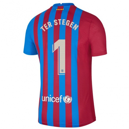 Kinder Fußball Marc-Andre ter Stegen #1 Kastanienbraun Heimtrikot Trikot 2021/22 T-Shirt