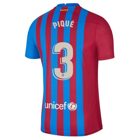 Kinder Fußball Gerard Pique #3 Kastanienbraun Heimtrikot Trikot 2021/22 T-Shirt