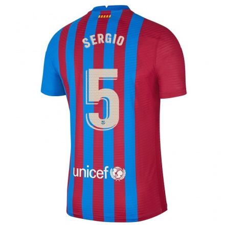 Kinder Fußball Sergio Busquets #5 Kastanienbraun Heimtrikot Trikot 2021/22 T-Shirt