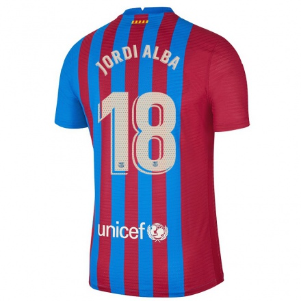 Kinder Fußball Jordi Alba #18 Kastanienbraun Heimtrikot Trikot 2021/22 T-Shirt