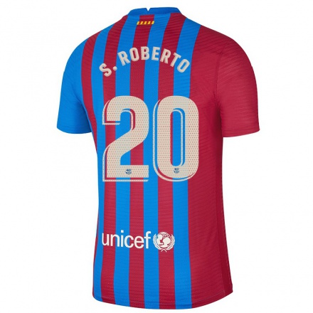 Kinder Fußball Sergi Roberto #20 Kastanienbraun Heimtrikot Trikot 2021/22 T-Shirt