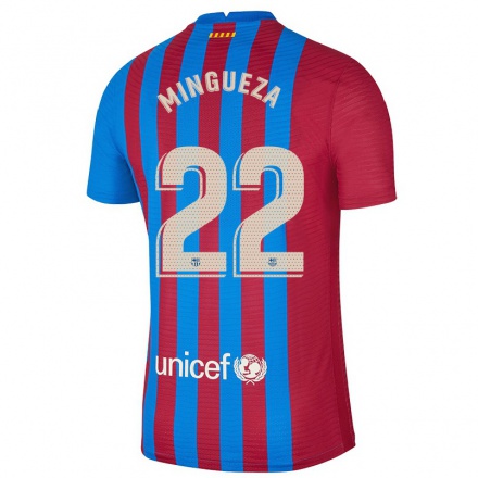 Kinder Fußball Oscar Mingueza #22 Kastanienbraun Heimtrikot Trikot 2021/22 T-Shirt