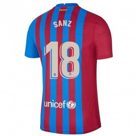 Kinder Fußball Alvaro Sanz #18 Kastanienbraun Heimtrikot Trikot 2021/22 T-Shirt