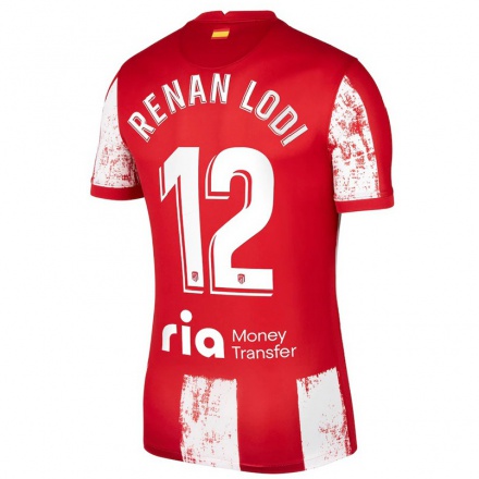 Kinder Fußball Renan Lodi #12 Rot-Weiss Heimtrikot Trikot 2021/22 T-Shirt