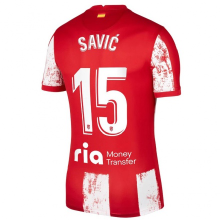 Kinder Fußball Stefan Savic #15 Rot-Weiss Heimtrikot Trikot 2021/22 T-Shirt