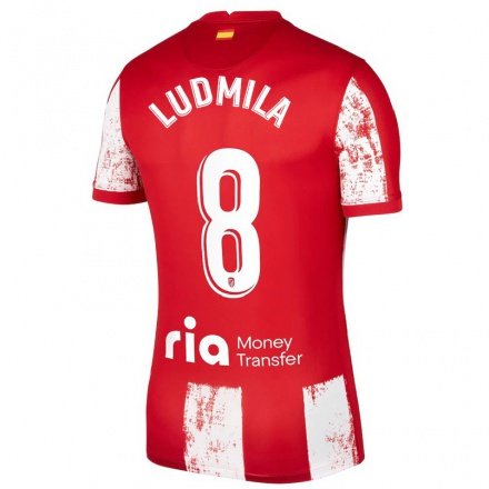 Kinder Fußball Ludmila #8 Rot-Weiss Heimtrikot Trikot 2021/22 T-Shirt