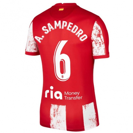 Kinder Fußball Amanda Sampedro #6 Rot-Weiss Heimtrikot Trikot 2021/22 T-Shirt