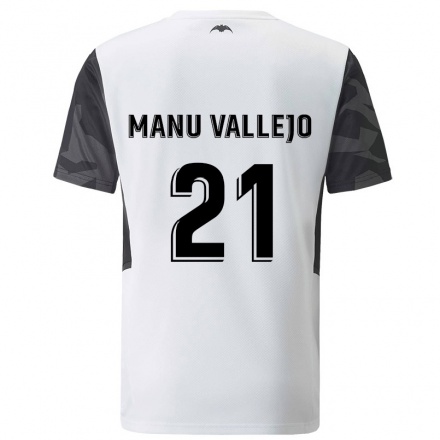 Kinder Fußball Manu Vallejo #21 Weiß Heimtrikot Trikot 2021/22 T-Shirt