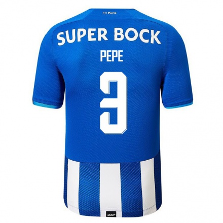 Kinder Fußball Pepe #3 Königsblau Heimtrikot Trikot 2021/22 T-Shirt