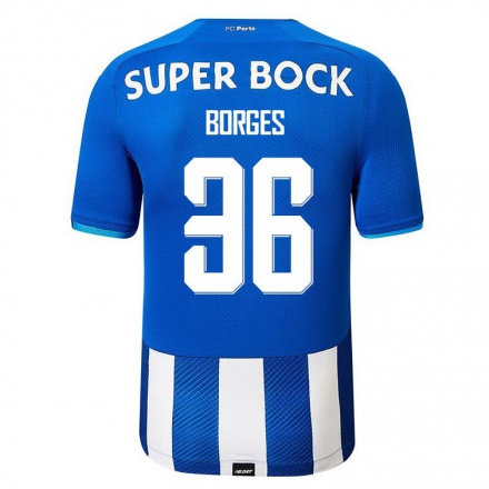 Kinder Fußball Leo Borges #36 Königsblau Heimtrikot Trikot 2021/22 T-Shirt