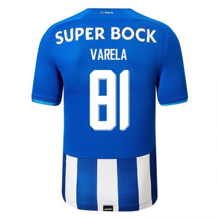 Kinder Fußball Silvestre Varela #81 Königsblau Heimtrikot Trikot 2021/22 T-Shirt