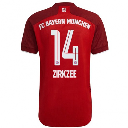 Kinder Fußball Joshua Zirkzee #14 Dunkelrot Heimtrikot Trikot 2021/22 T-Shirt