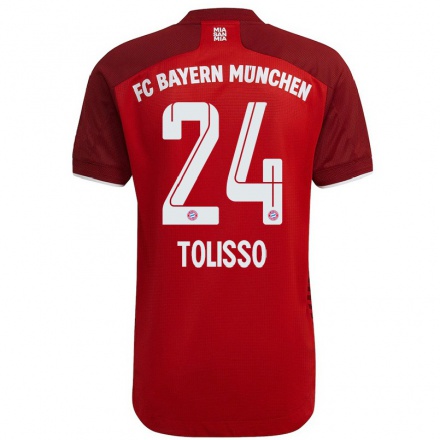 Kinder Fußball Corentin Tolisso #24 Dunkelrot Heimtrikot Trikot 2021/22 T-shirt