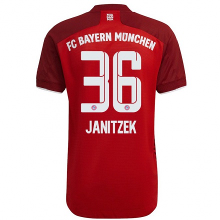 Kinder Fußball Justin Janitzek #36 Dunkelrot Heimtrikot Trikot 2021/22 T-shirt