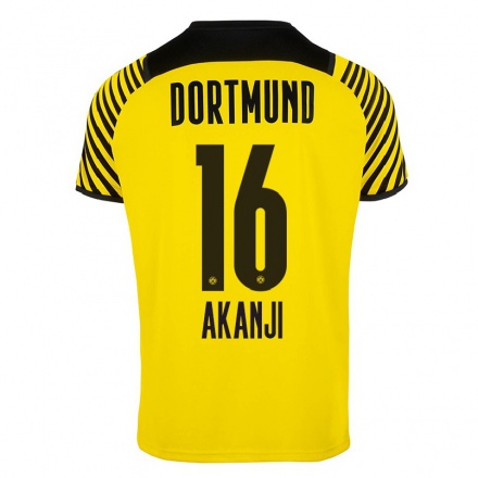 Kinder Fußball Manuel Akanji #16 Gelb Heimtrikot Trikot 2021/22 T-Shirt