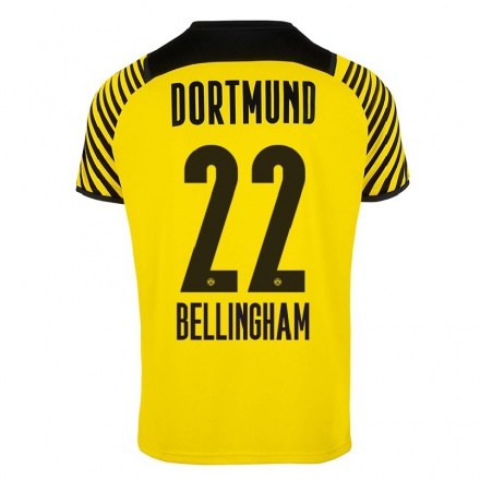 Kinder Fußball Jude Bellingham #22 Gelb Heimtrikot Trikot 2021/22 T-Shirt