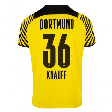 Kinder Fußball Ansgar Knauff #36 Gelb Heimtrikot Trikot 2021/22 T-Shirt