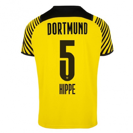 Kinder Fußball Maximilian Hippe #5 Gelb Heimtrikot Trikot 2021/22 T-shirt