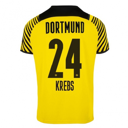 Kinder Fußball Florian Krebs #24 Gelb Heimtrikot Trikot 2021/22 T-Shirt