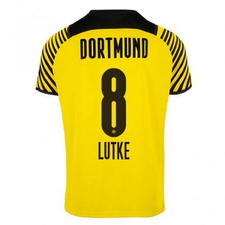 Kinder Fußball Dennis Lutke-frie #8 Gelb Heimtrikot Trikot 2021/22 T-shirt