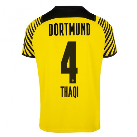 Kinder Fußball Albin Thaqi #4 Gelb Heimtrikot Trikot 2021/22 T-Shirt