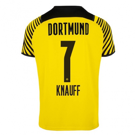Kinder Fußball Ansgar Knauff #7 Gelb Heimtrikot Trikot 2021/22 T-Shirt