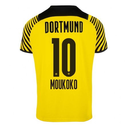 Kinder Fußball Youssoufa Moukoko #10 Gelb Heimtrikot Trikot 2021/22 T-Shirt