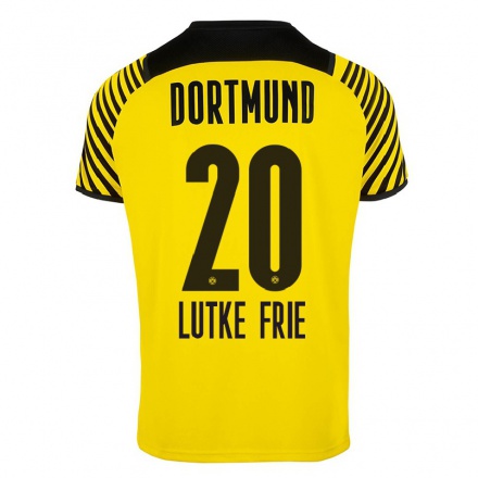 Kinder Fußball Dennis Lutke-Frie #20 Gelb Heimtrikot Trikot 2021/22 T-Shirt