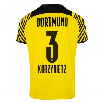 Kinder Fußball Jaden Korzynietz #3 Gelb Heimtrikot Trikot 2021/22 T-Shirt