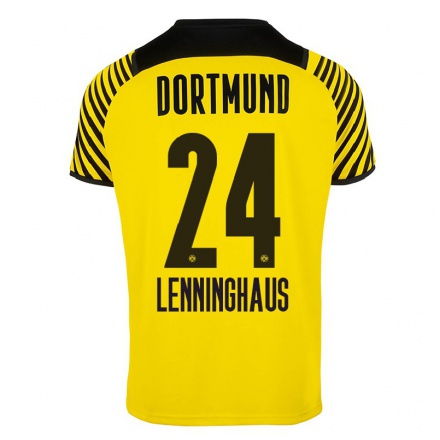 Kinder Fußball Mika Lenninghaus #24 Gelb Heimtrikot Trikot 2021/22 T-shirt