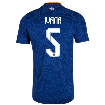 Kinder Fußball Ivana Andres #5 Dunkelblau Auswärtstrikot Trikot 2021/22 T-Shirt