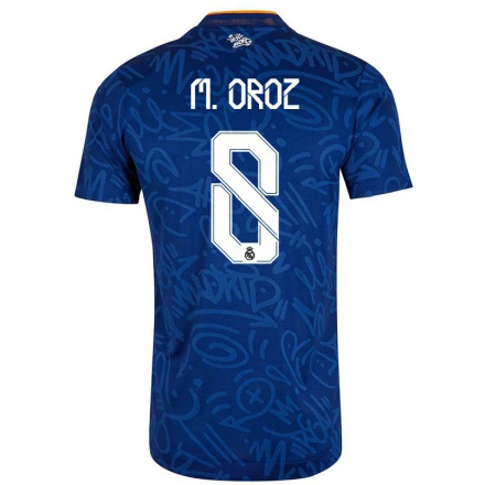 Kinder Fußball Maite Oroz #8 Dunkelblau Auswärtstrikot Trikot 2021/22 T-shirt