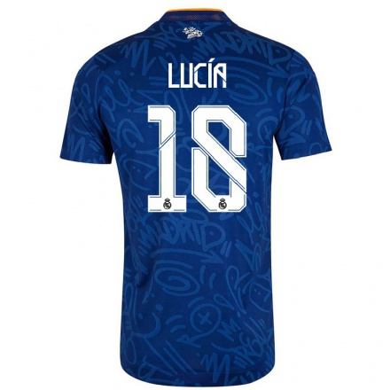 Kinder Fußball Lucia Rodriguez #18 Dunkelblau Auswärtstrikot Trikot 2021/22 T-Shirt