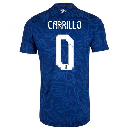 Kinder Fußball Alvaro Carrillo #0 Dunkelblau Auswärtstrikot Trikot 2021/22 T-Shirt