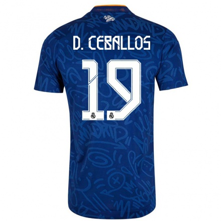 Kinder Fußball Dani Ceballos #19 Dunkelblau Auswärtstrikot Trikot 2021/22 T-Shirt