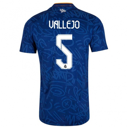Kinder Fußball Raphael Varane #5 Dunkelblau Auswärtstrikot Trikot 2021/22 T-Shirt