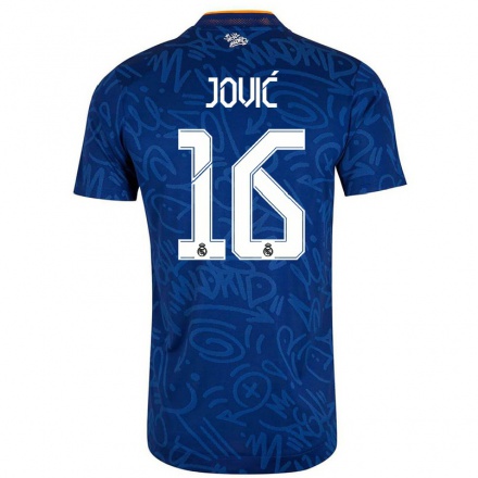 Kinder Fußball Luka Jovic #18 Dunkelblau Auswärtstrikot Trikot 2021/22 T-Shirt