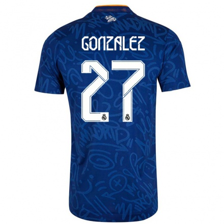 Kinder Fußball Peter Gonzalez #27 Dunkelblau Auswärtstrikot Trikot 2021/22 T-Shirt